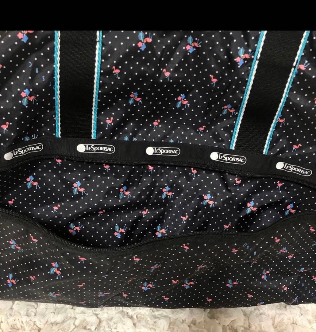 新品【LeSportsac】ボストンバッグ フラミンゴ　黒　ポーチ付き　セット②