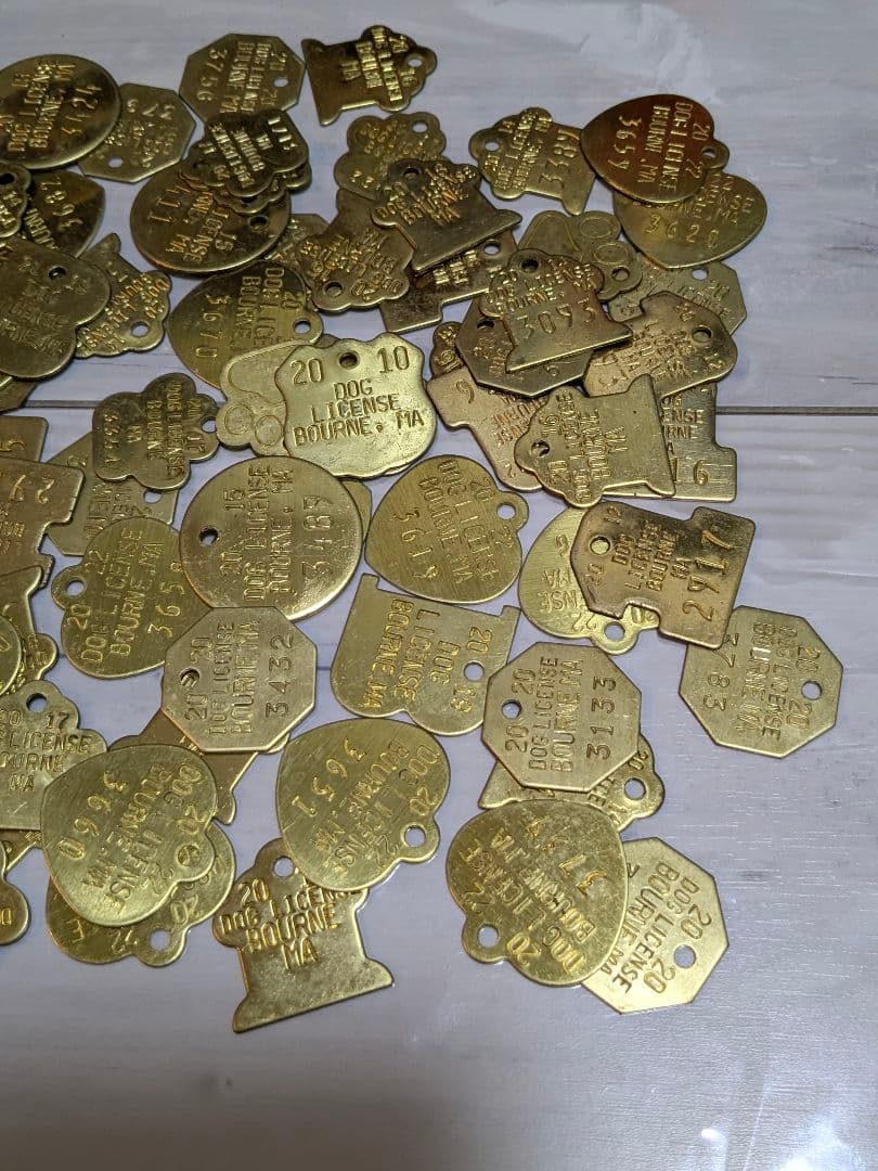 109個 ドッグタグ 真鍮 USA アメリカ雑貨 金色 大量 まとめ売り 当時物