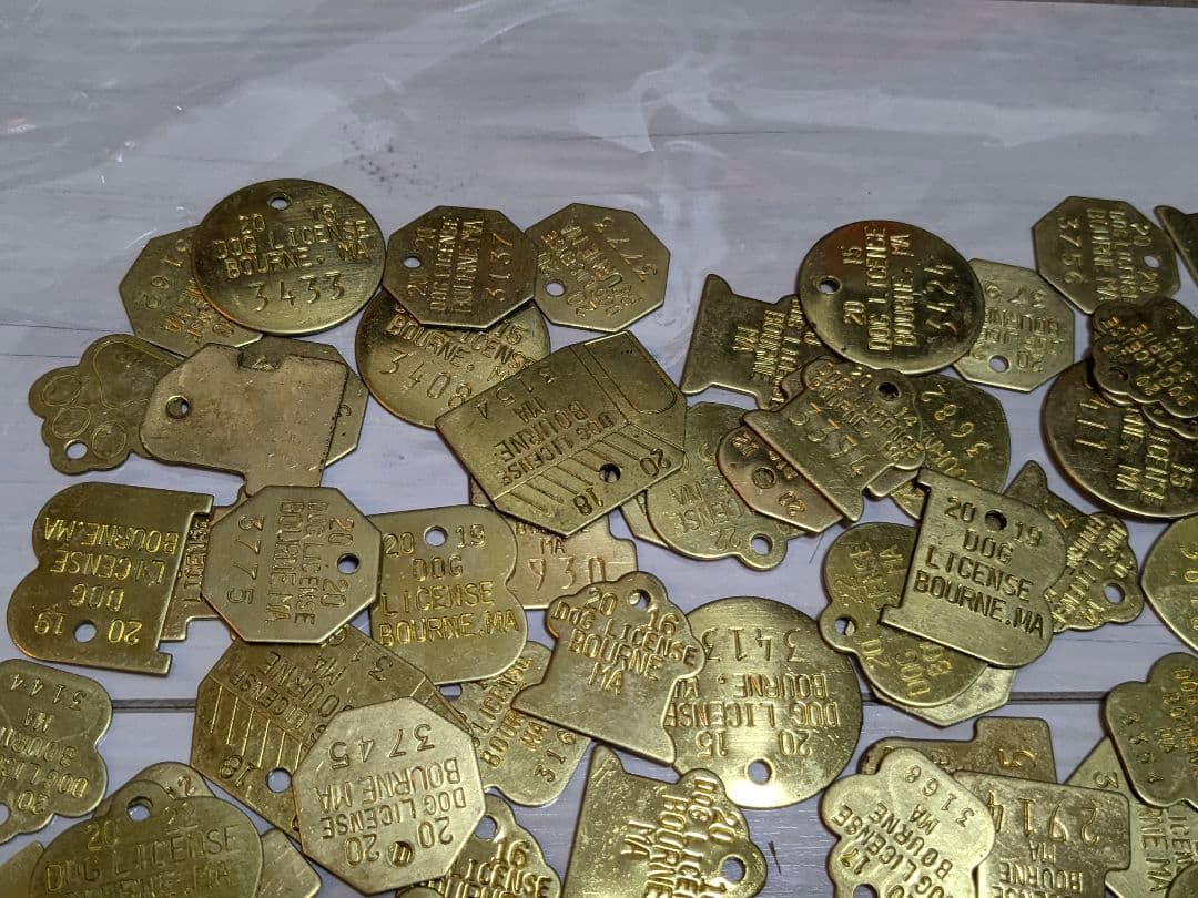 109個 ドッグタグ 真鍮 USA アメリカ雑貨 金色 大量 まとめ売り 当時物