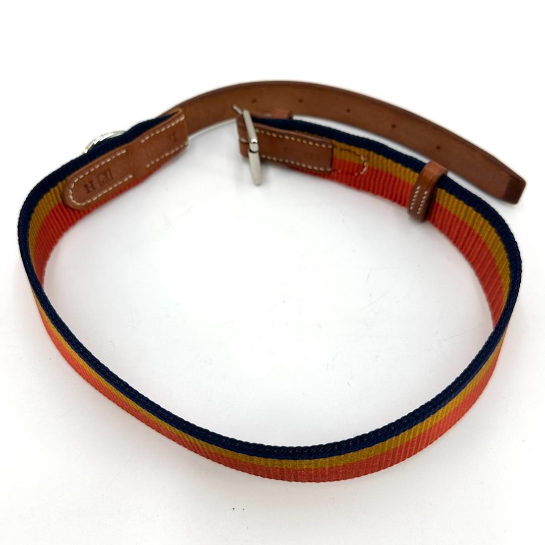 HERMES エルメス ロカバール 犬用首輪 大型犬用 シルバー金具 保存箱付き