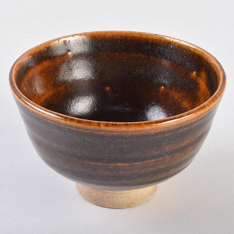 茶道具　河井寛次郎作　鉄薬碗　茶碗　仕覆付　共布共箱　M　R9197