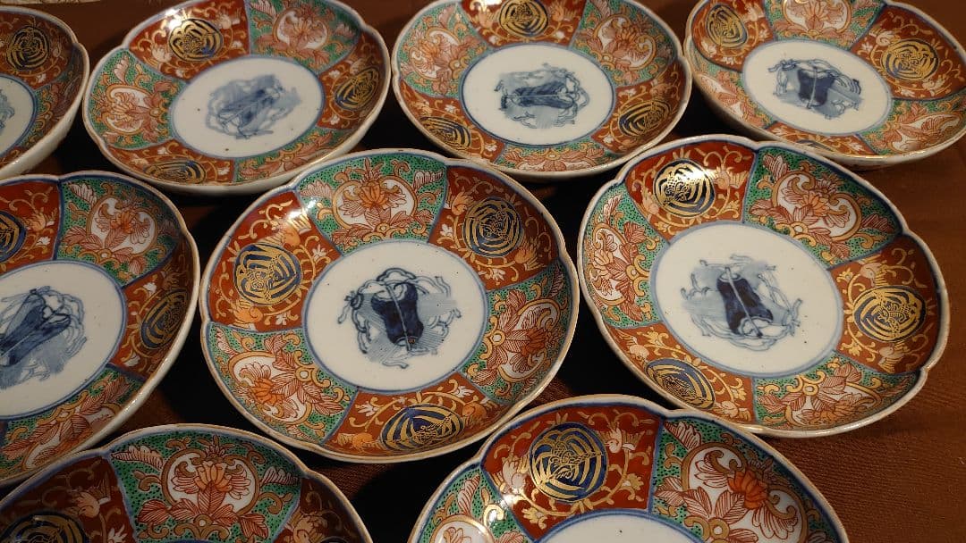 伊万里　古伊万里 　大聖寺伊万里 　 輪華皿 　 明治 　10客