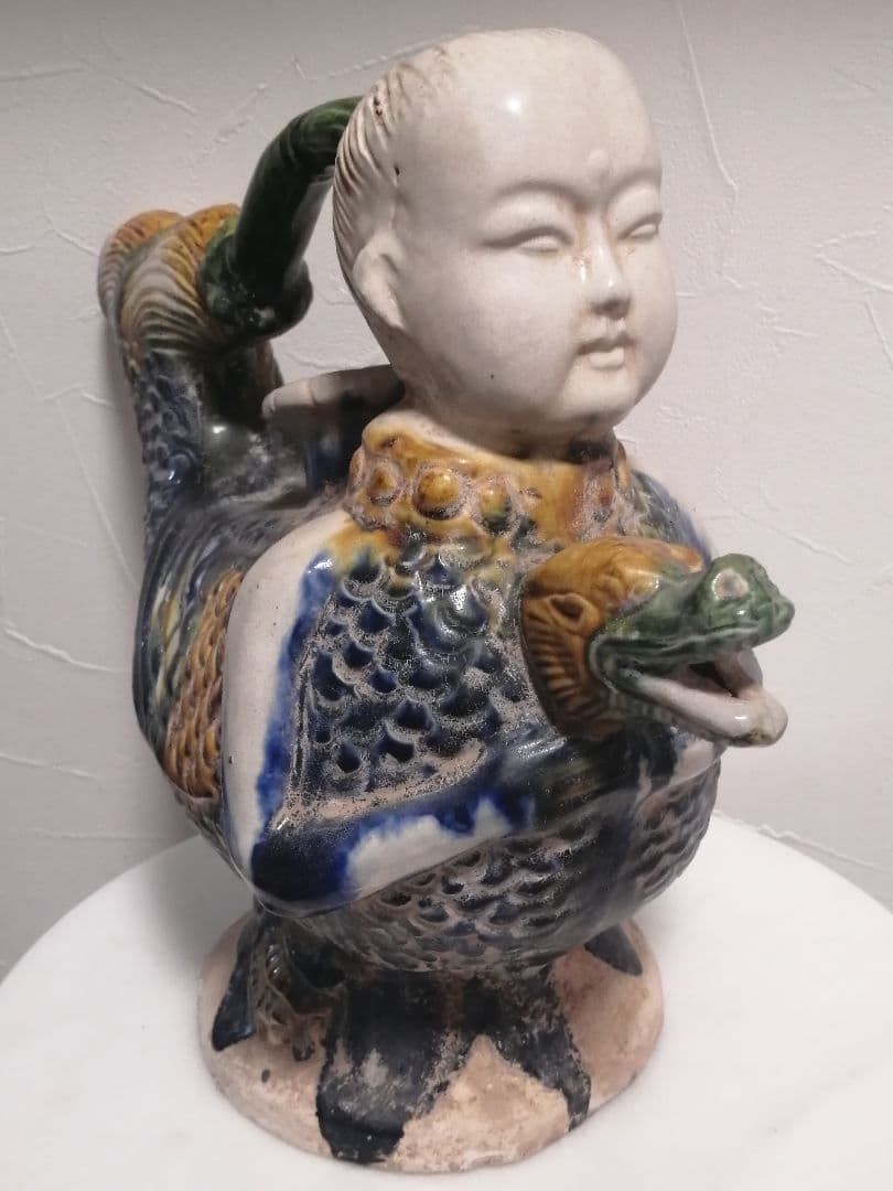 中国骨董 三彩 水差し