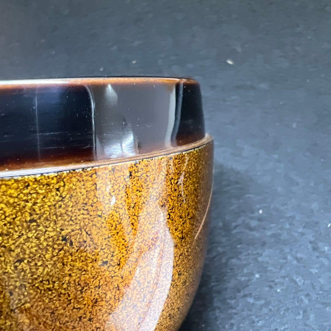 輪島塗　山下春甫造　梨地四君子蒔絵中棗　共箱　高さ約7㎝　東Y8-0106☆2F