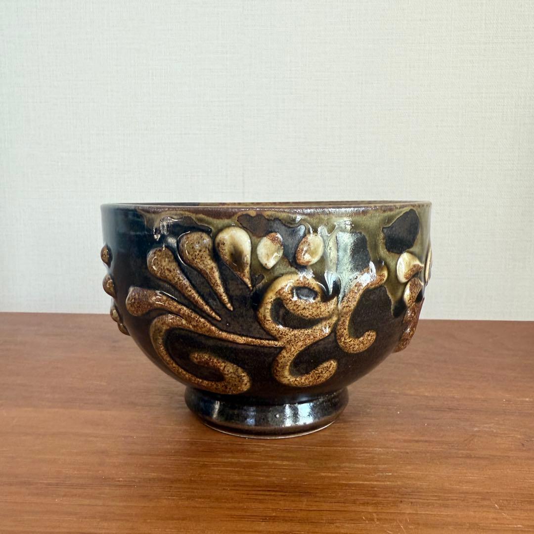 【名工】照屋佳信作 壺屋焼（やちむん）抹茶碗 2客セット 夫婦茶碗 希少 古作