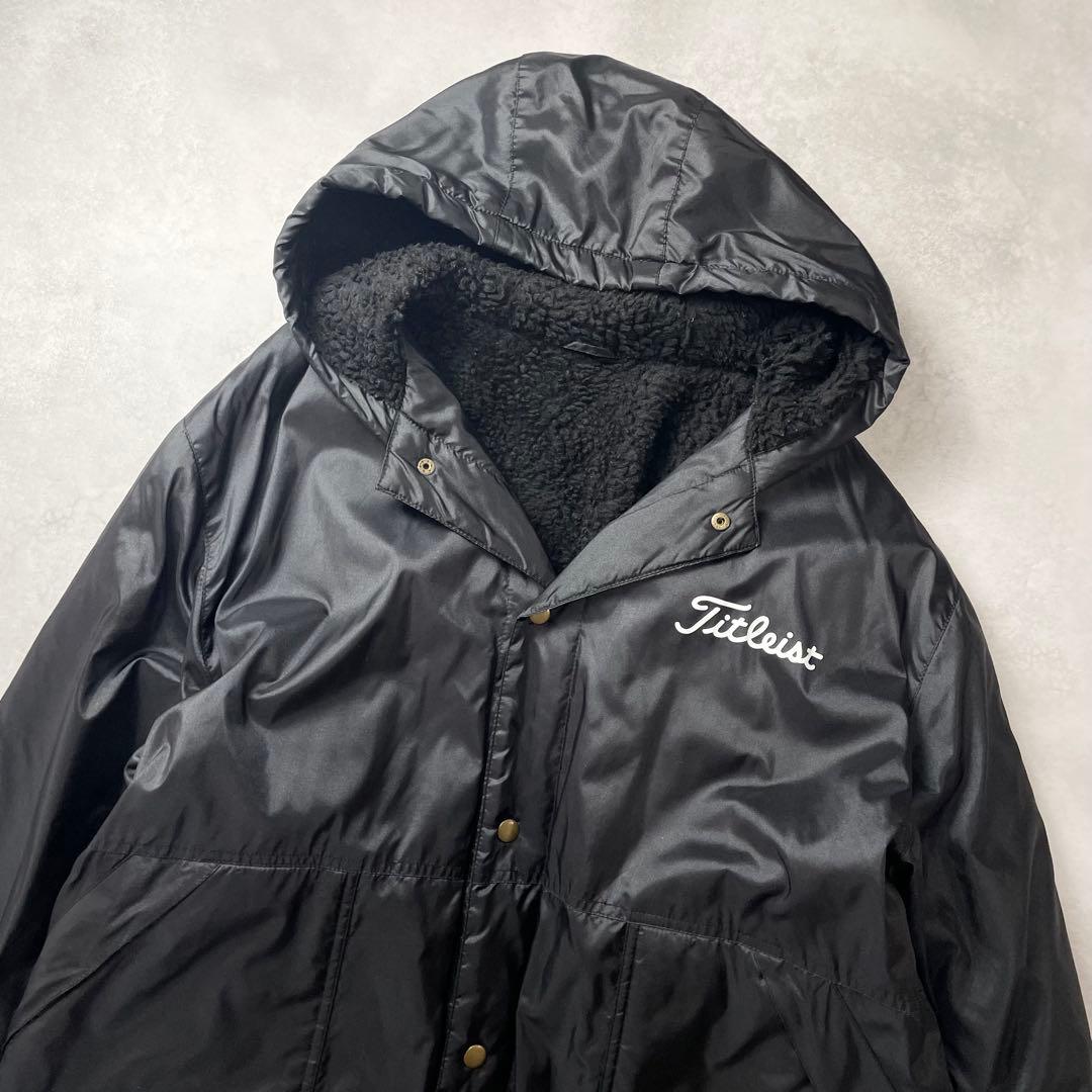 美品✨暖かい✨タイトリスト×FJ ベンチコート 内ボア 黒白 Wネーム XL相当