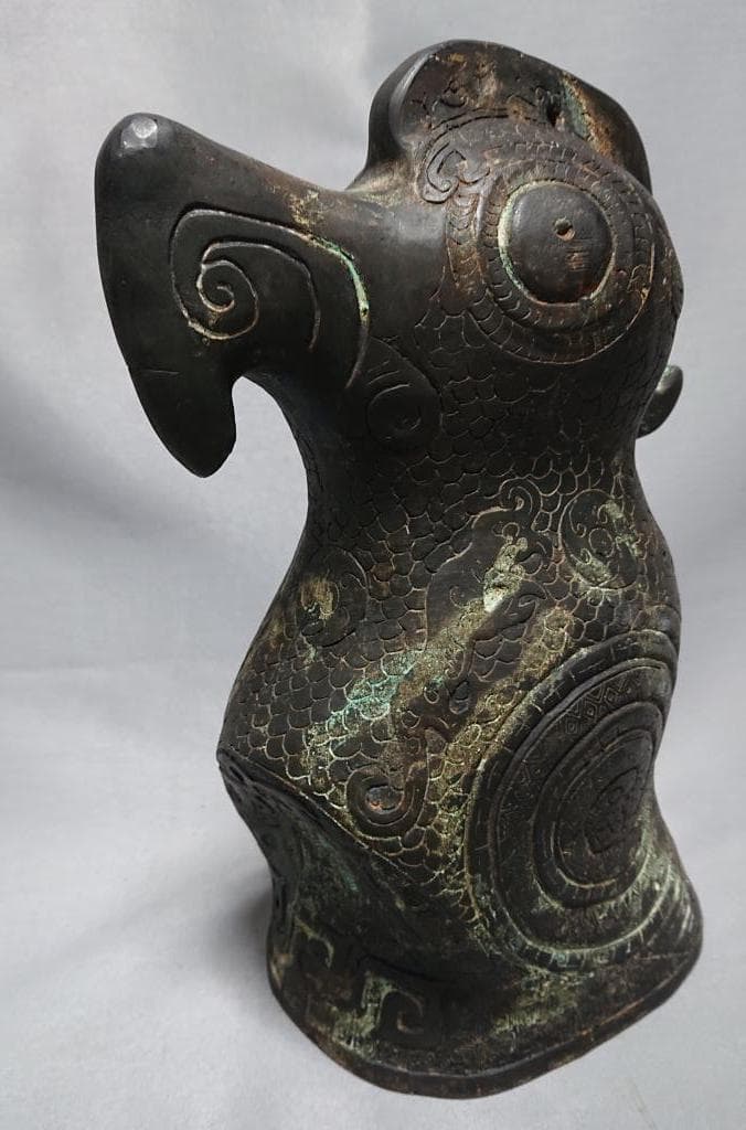 コレクター収集品　青銅　鳴物獣文　鳥形鐘