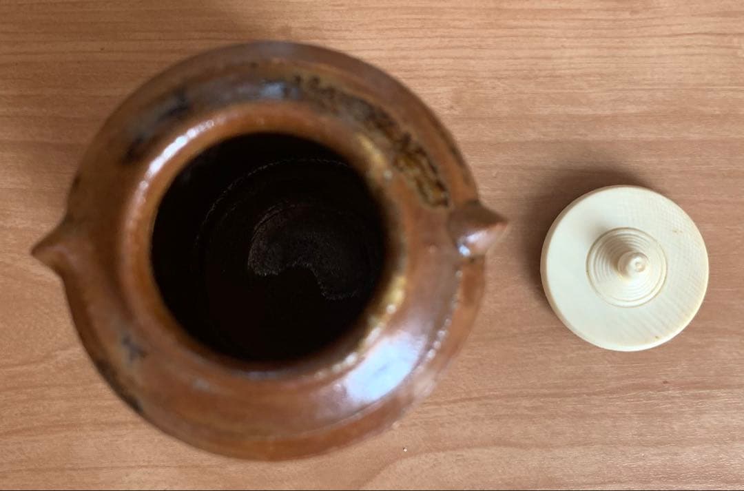 【新品】茶道具 織部耳付茶入　　　　　　　　　　　　　山十窯　加藤光右衛門作