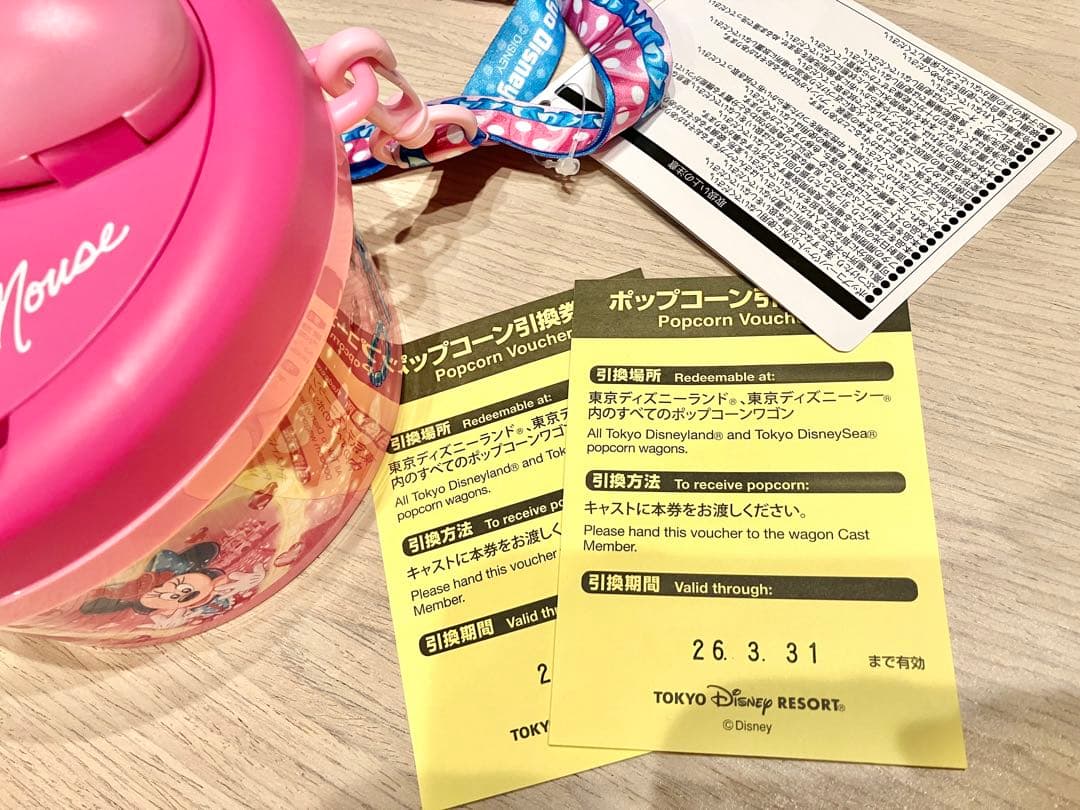 ミニー　ポップコーンバケット リボン 新品 未使用 ディズニーランド