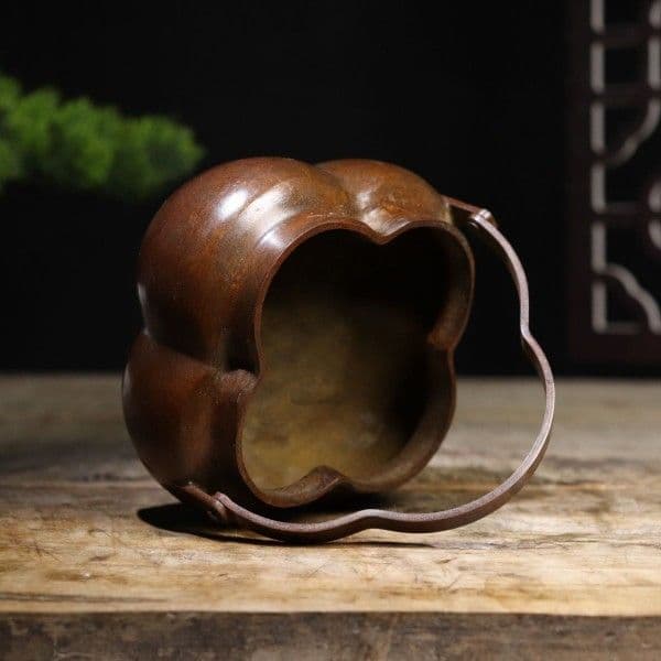 銅器 蘭花暖手炉 手提げ炉 香炉 茶道檀香炉 装飾品 工芸品 置物