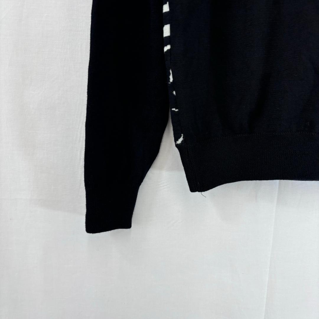 超希少⭐️ レオナール スポーツ ゼブラ柄 長袖 ニット セーター 刺繍ロゴ 黒