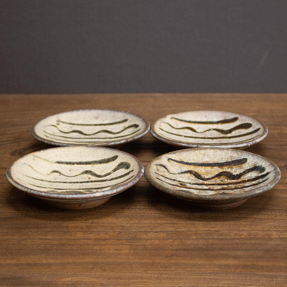 布志名焼 小皿 直径12.0cm 民芸 昭和レトロ スリップウェア（白6）