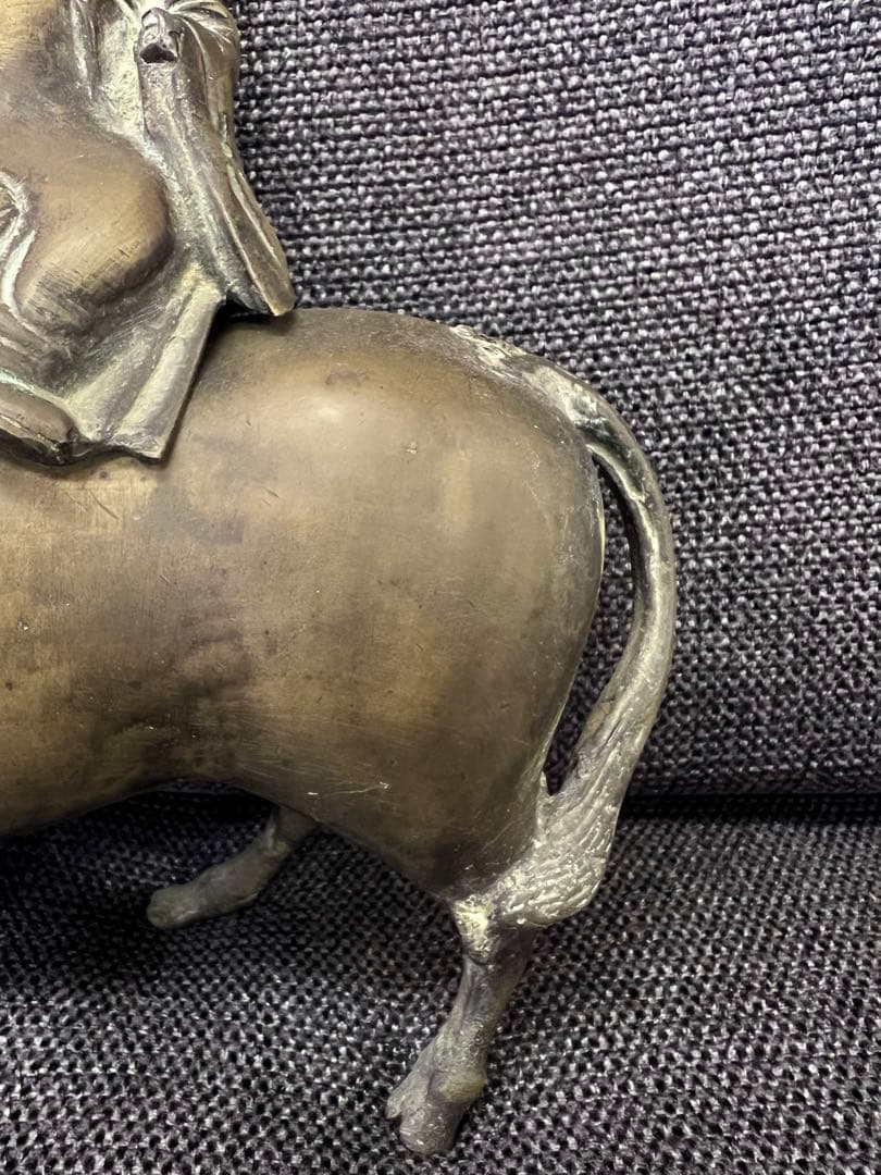 真鍮製】老子 牛乗り像 ブロンズ置物 道教 縁起物