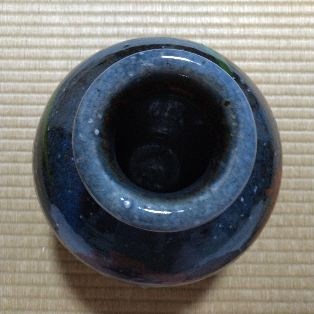 河井博次　流し掛壷 (呉須赤緑大壷)　桐共箱付