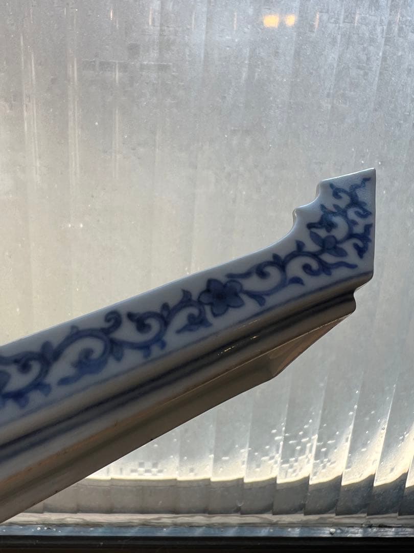 古伊万里　筆船　筆置き　染付　花唐草　文具　アンティーク　古道具