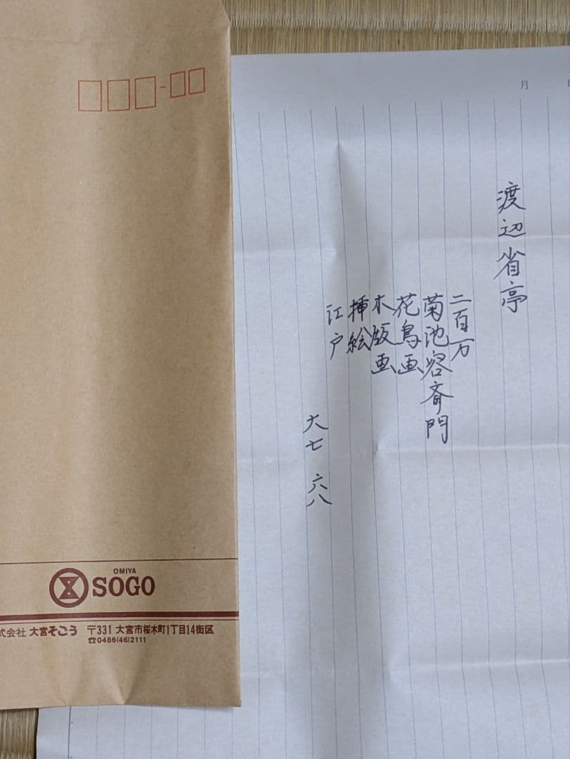 F*H様 渡辺省亭 藤花下鯉 掛軸
