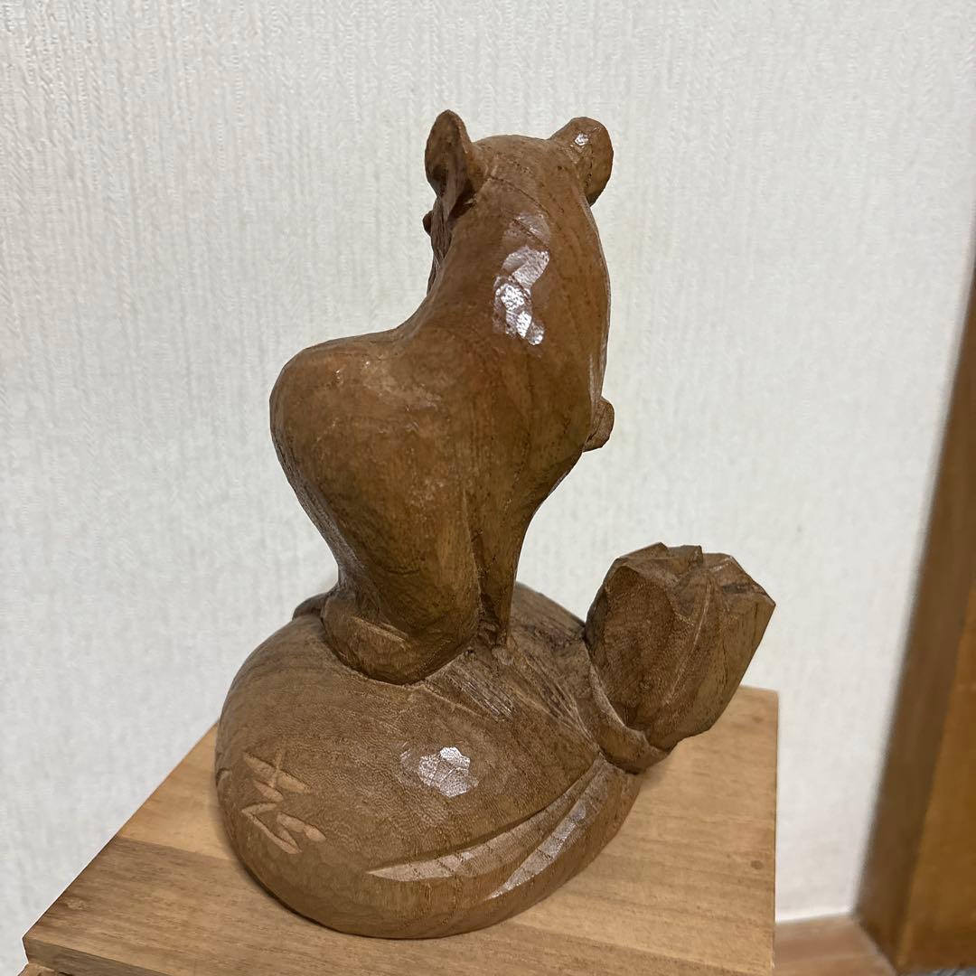 彫刻家　辻 志郎　子　ネズミ　木彫り　骨董品　工芸品　芸術　置物　オブジェ