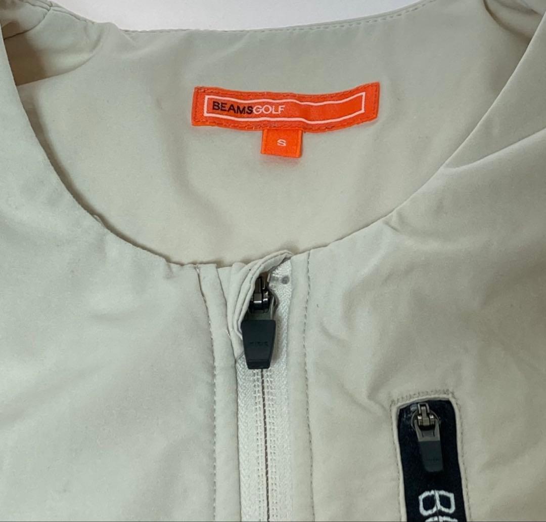 BEAMS GOLF ノーカラージャケット S オフホワイト