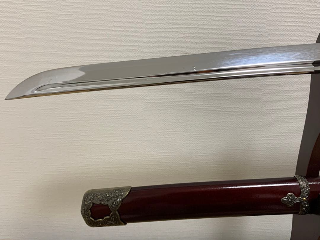 【模造刀】日本刀 打刀 加州藤原清光 朱呂鞘拵 樋入刀身