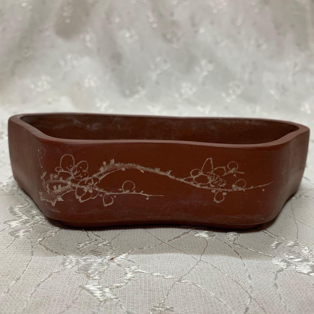 中国鉢　盆栽鉢　落款有り