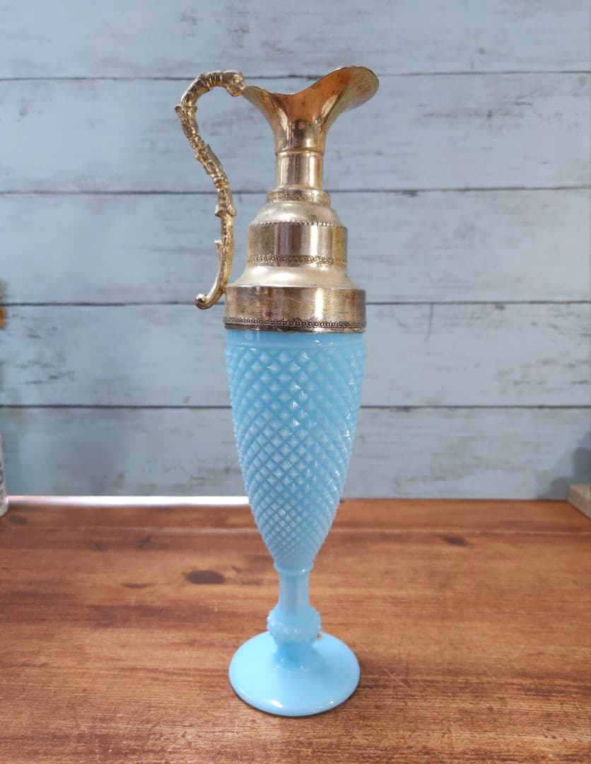フランスアンティーク オパリンガラス 花瓶 ピッチャー 一輪挿し 花器