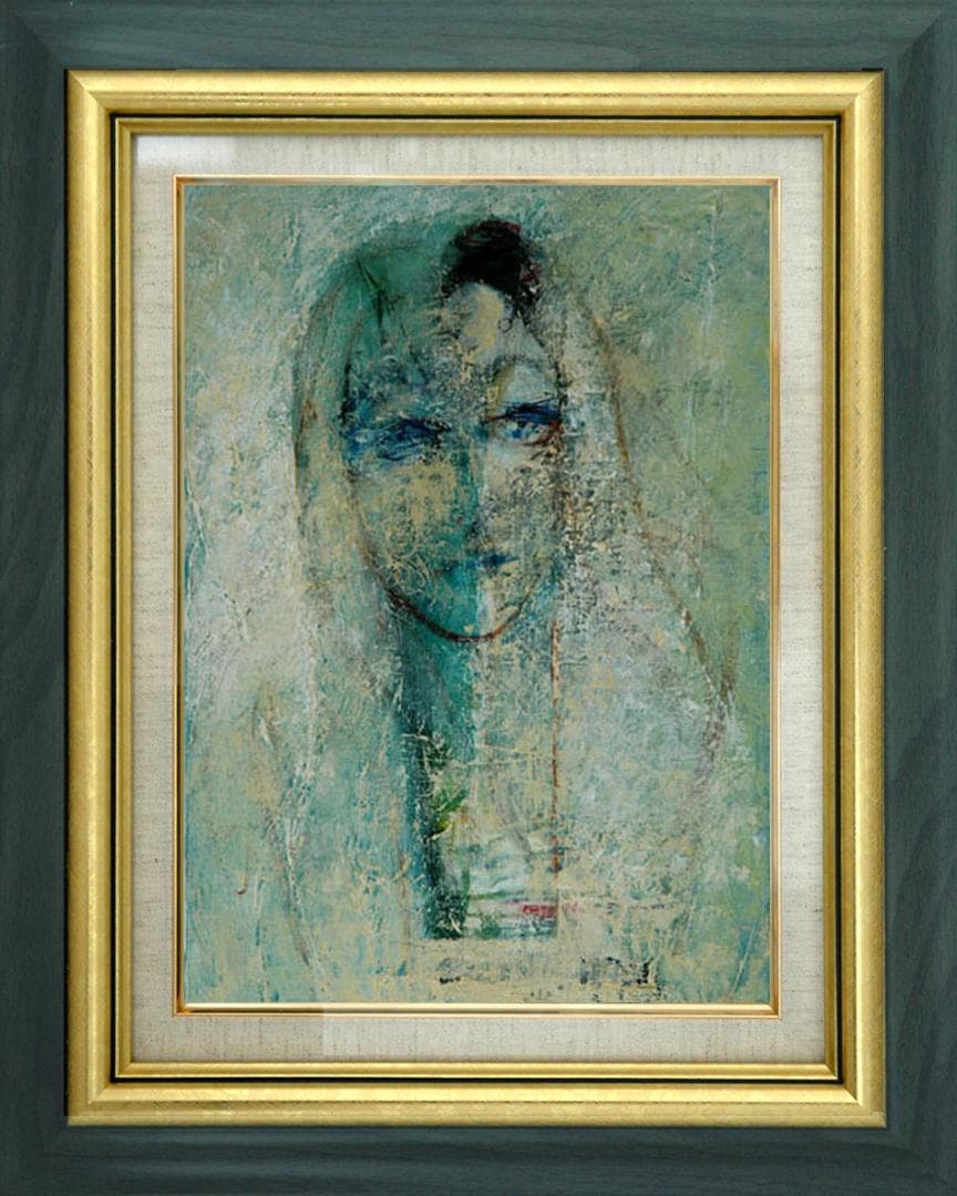 油絵 菅家令子 絵 絵画 インテリア 額付(黒) F4-070112 人物 女性