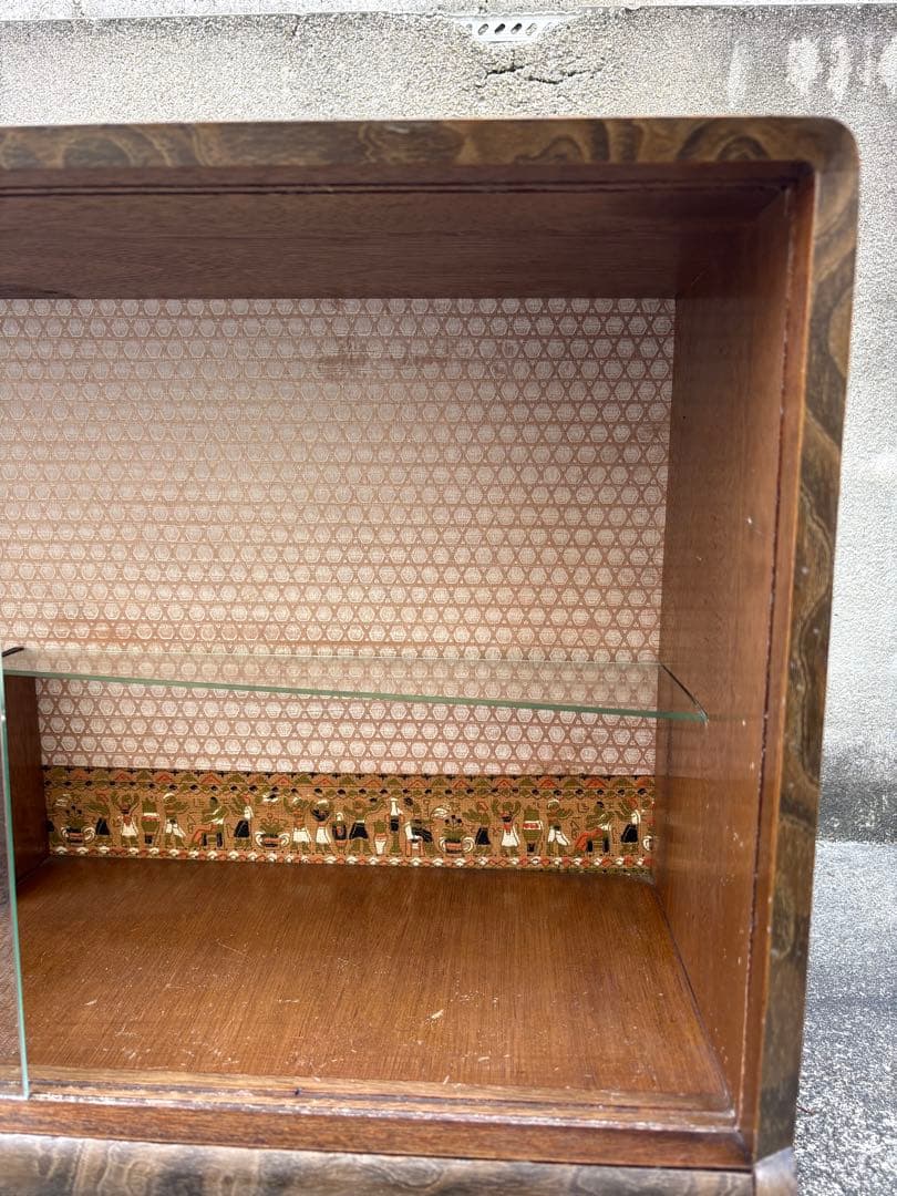 昭和レトロ　飾り棚　ガラス扉 茶棚　茶箪笥　古民家 家具　和風 引き出しあり