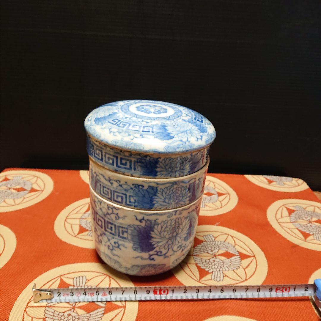 陶器、古美術白磁染付、重箱