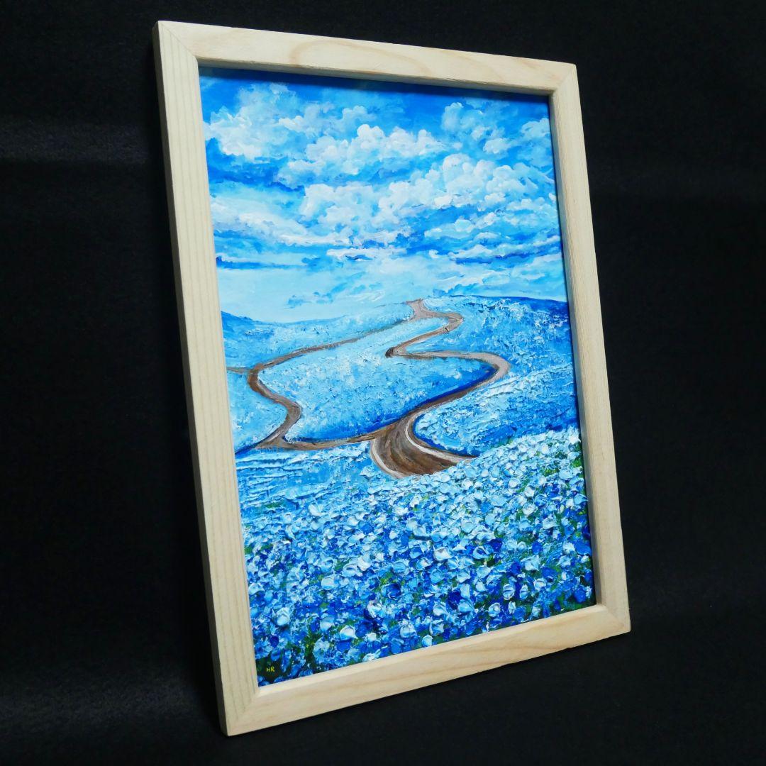 油絵 油彩 油彩画 絵 絵画 【青い丘の道】