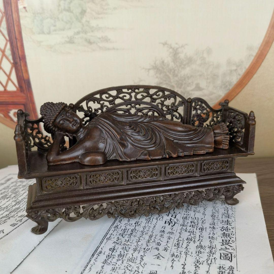 仏教美術 臥仏 小仏像 仏像 彫刻 置物 開運 風水 銅製 銅器