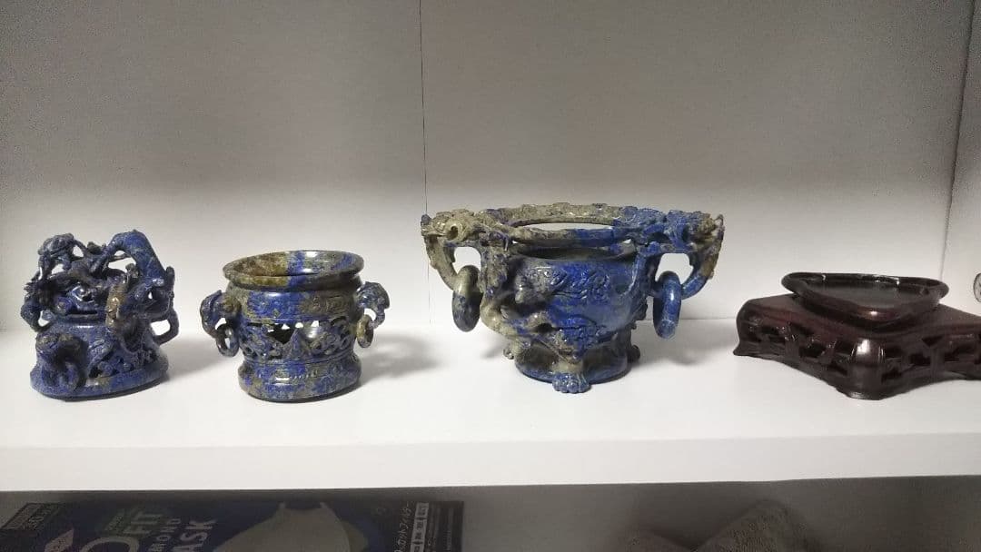ラピスラズリ 香炉 骨董品 天然石