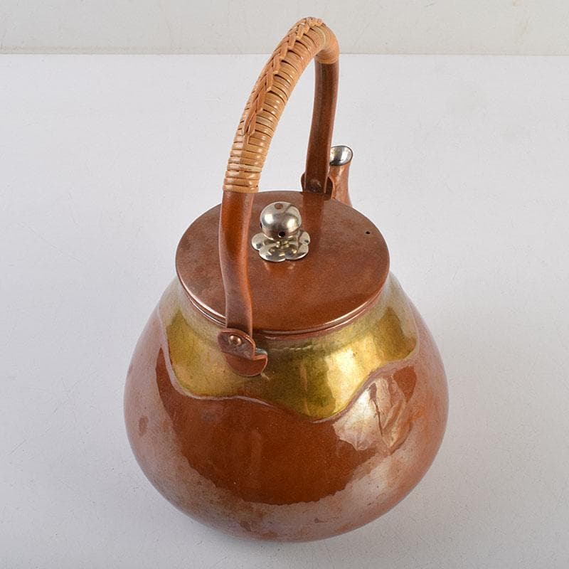 煎茶道具　銅製　銀摘　湯沸　水注　時代箱　U　R9474H