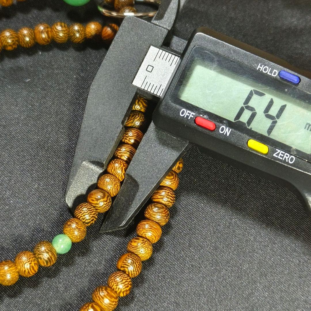 お念珠 鐵刀木 本銀 印度翡翠 共箱 天然石 未使用美品 旧家蔵出し 送料無料