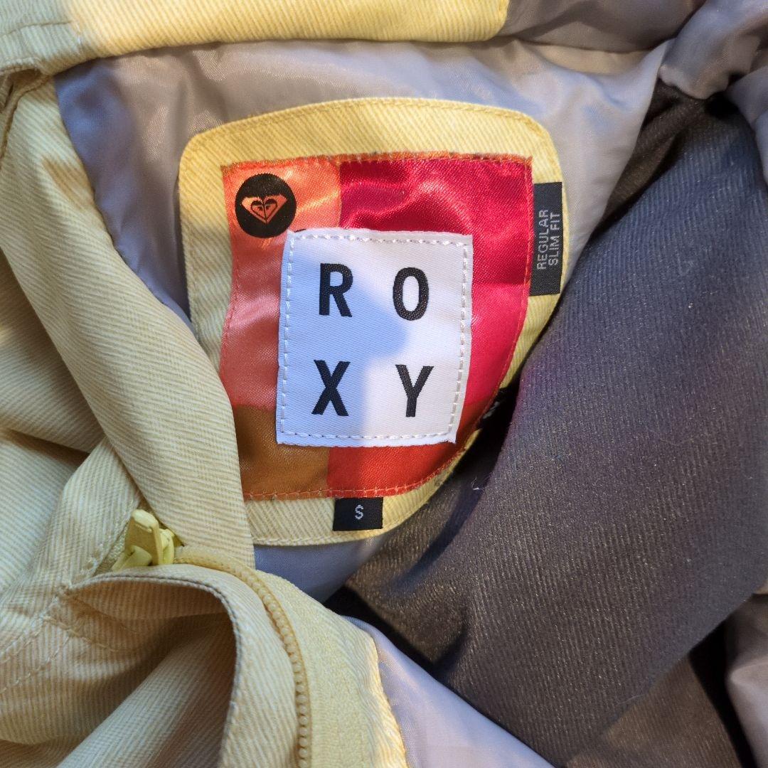 【美品】ROXY　スノボウェア　上下セット　総柄　デニム風　イエロー　Ｓ