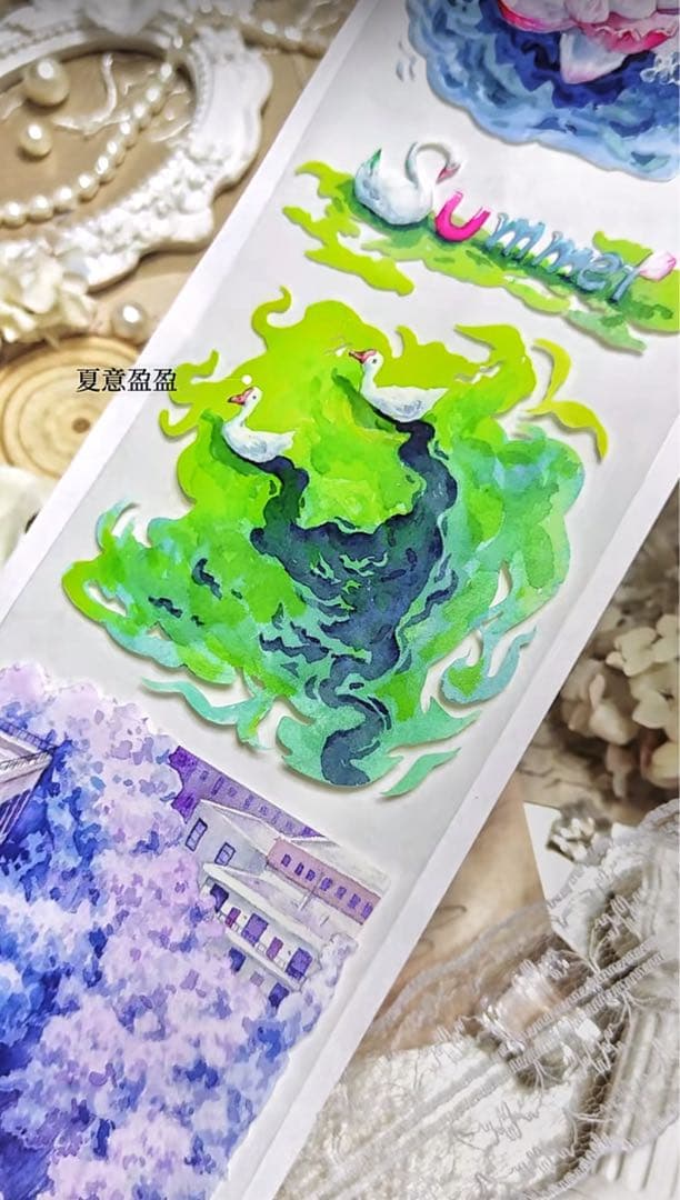 【8573】海外　マステ　5m巻売り　PETマスキングテープ　夏景色