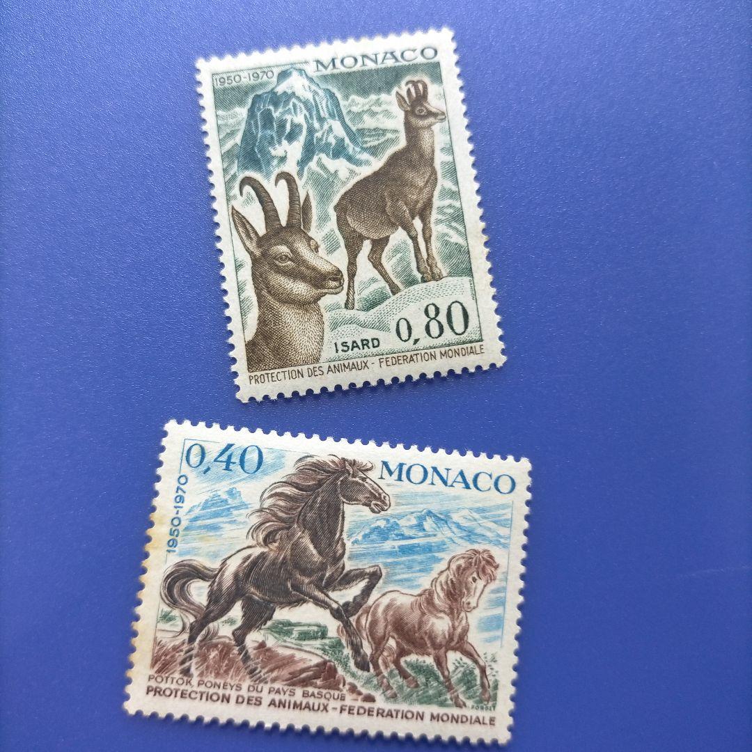3820 外国切手 モナコ 1970年 国際動物保護協会２０周年 凹版6種完