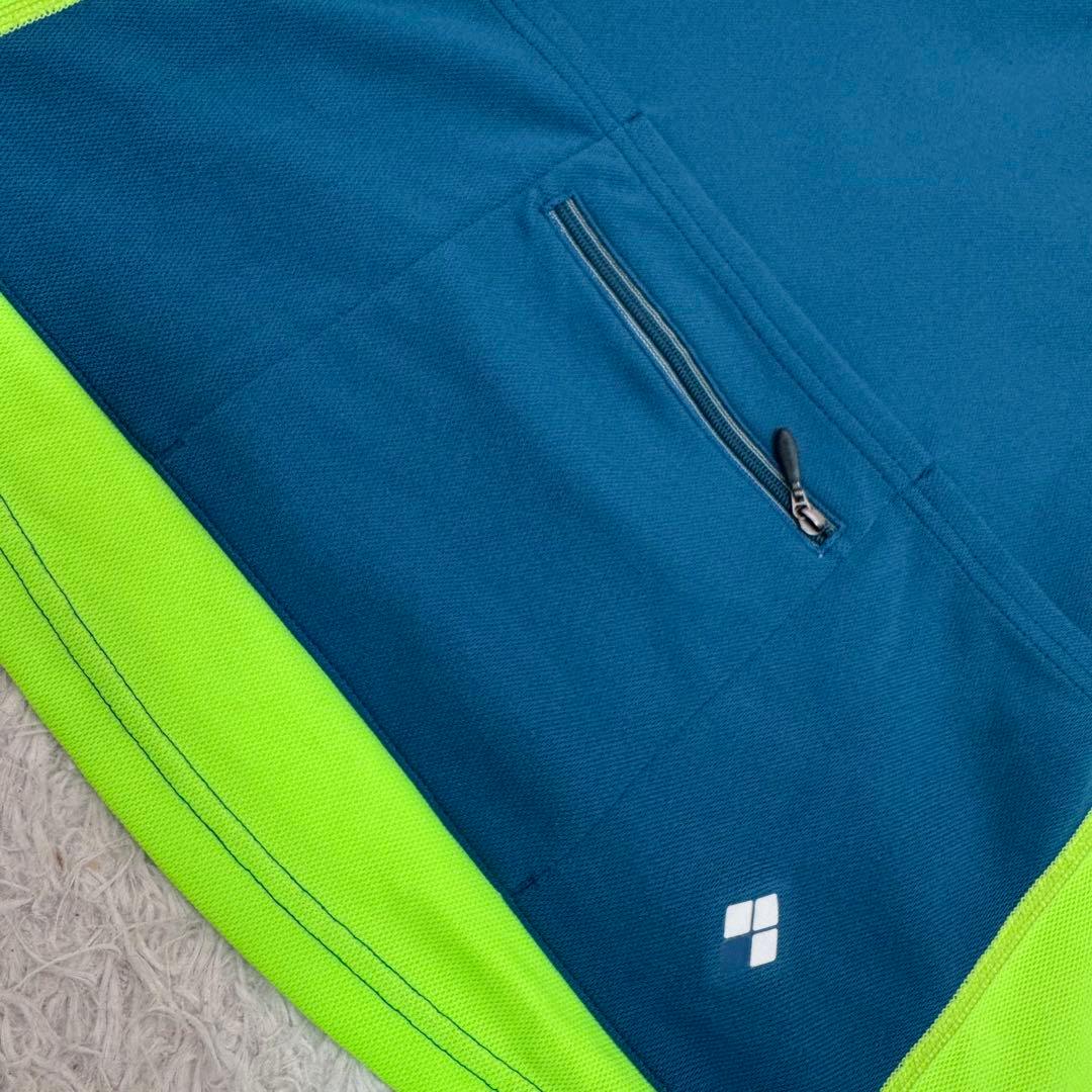 mont-bell サイクルジャージ 蛍光イエロー ライトブルー L スポーツ