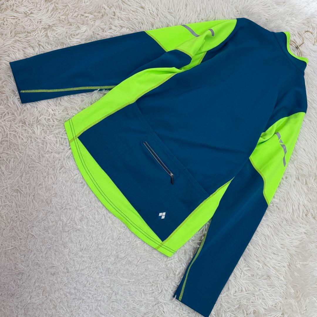 mont-bell サイクルジャージ 蛍光イエロー ライトブルー L スポーツ