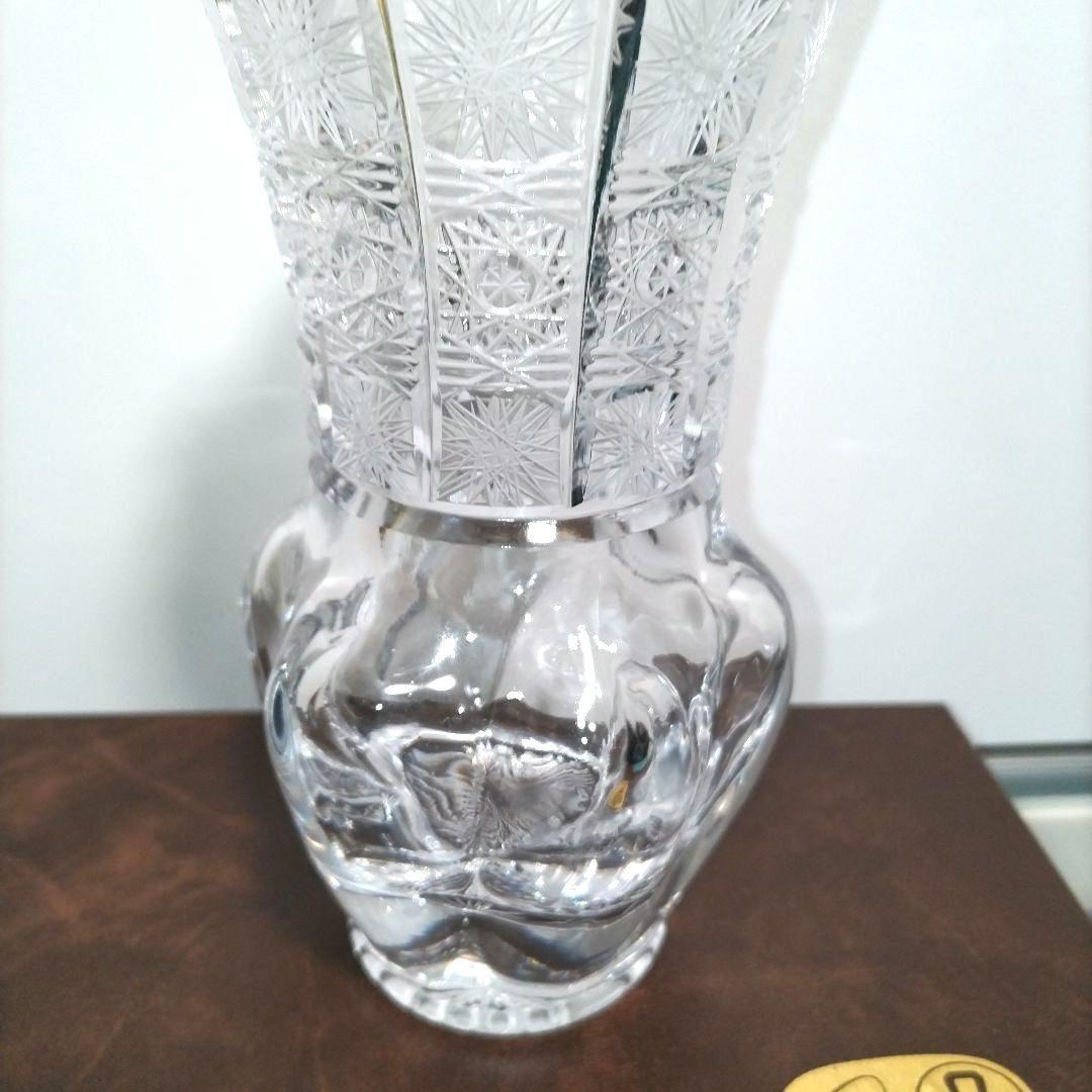 【新品未使用品】ヴィンテージ チェコ ボヘミアクリスタル HAND CUT花瓶