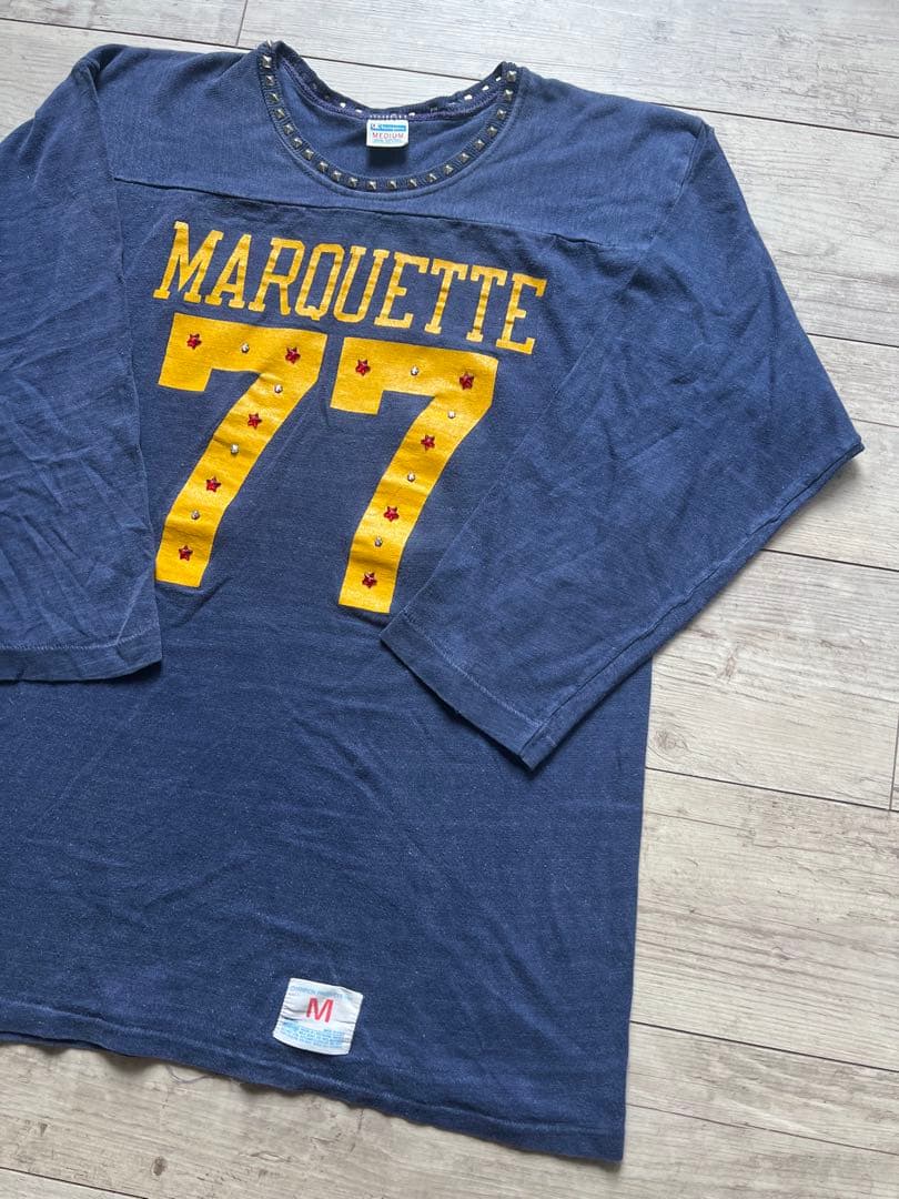 1973年〜1982年バータグ後期OLDチャンピオンフットボールリメイクTシャツ