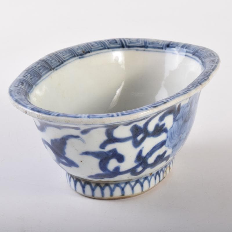 中国　青花　花文鉢　水孟　建水　C　7069