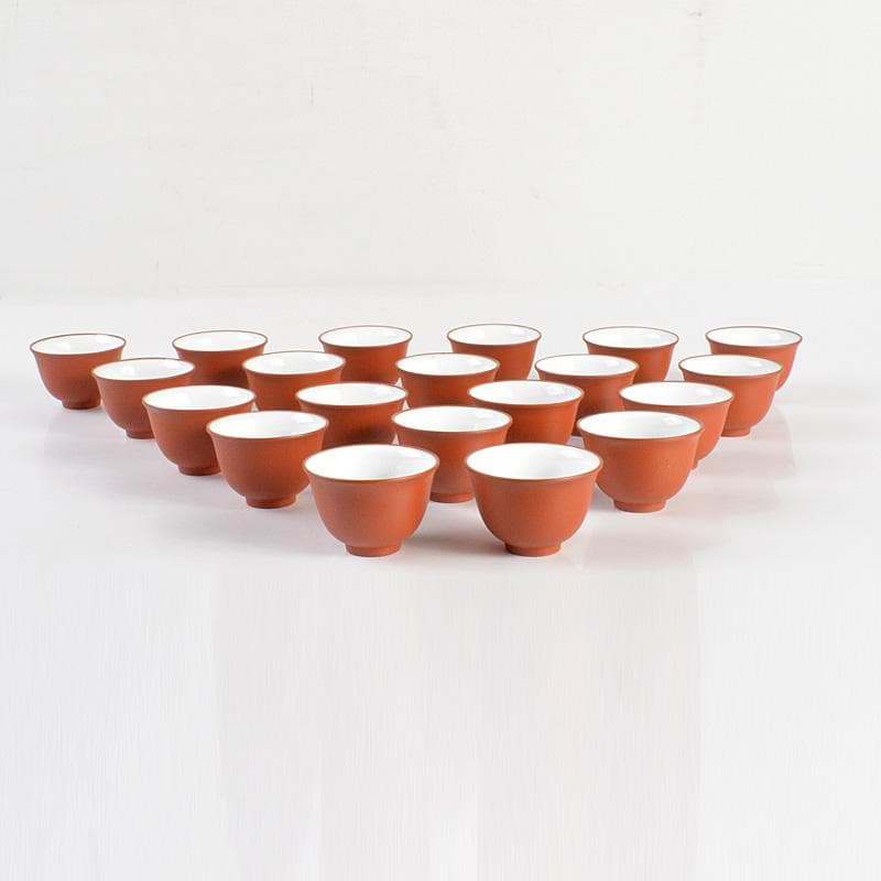 煎茶道具　紫砂　朱泥　内白釉　煎茶碗　20客まとめて　N　6233