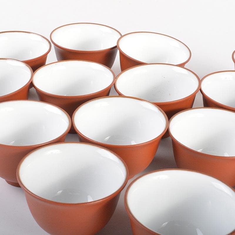 煎茶道具　紫砂　朱泥　内白釉　煎茶碗　20客まとめて　N　6233