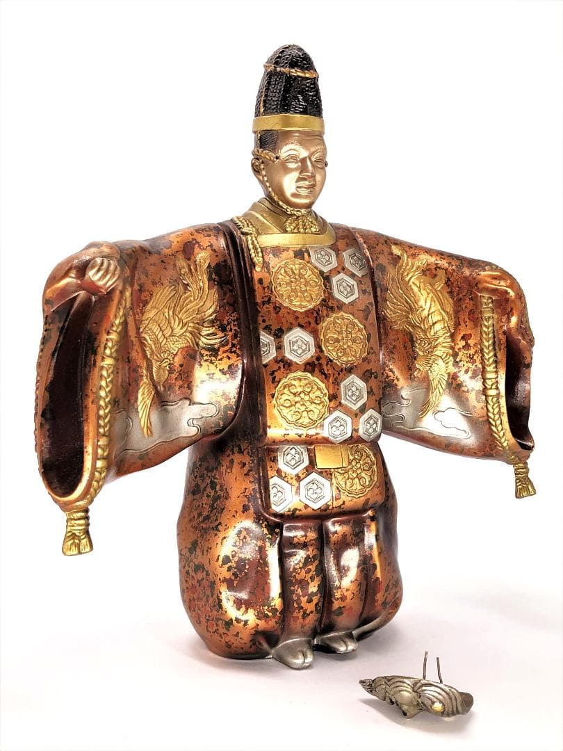 【 式三番翁　面取れ白式尉 】　彫金色絵　無銘上手