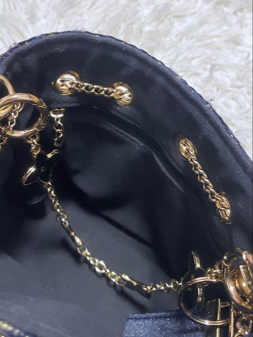 CHANEL ノベルティ　ネイビーツイード バケットバッグ