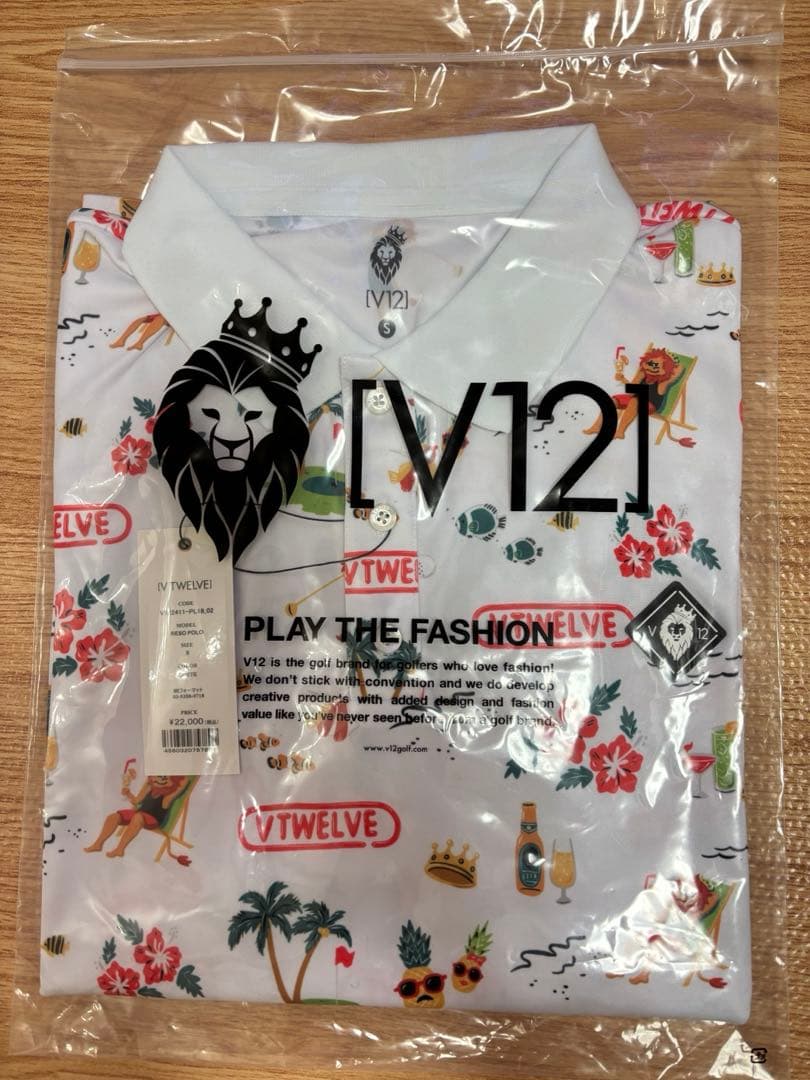 V12 ホワイト ポロシャツ 新品