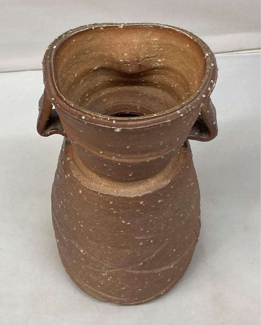 B30b「信楽花入」神山一陶作　共布共箱　宗陶窯　茶道具　花道具