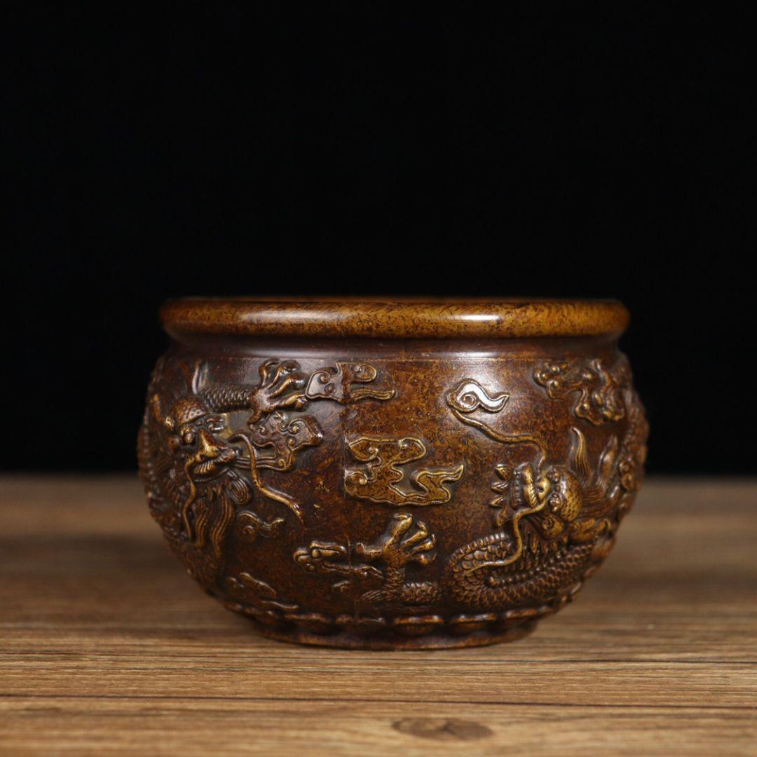 銅器 銅壺 双竜香炉 仏具 灰皿 収納缶 装飾品 工芸品 置物