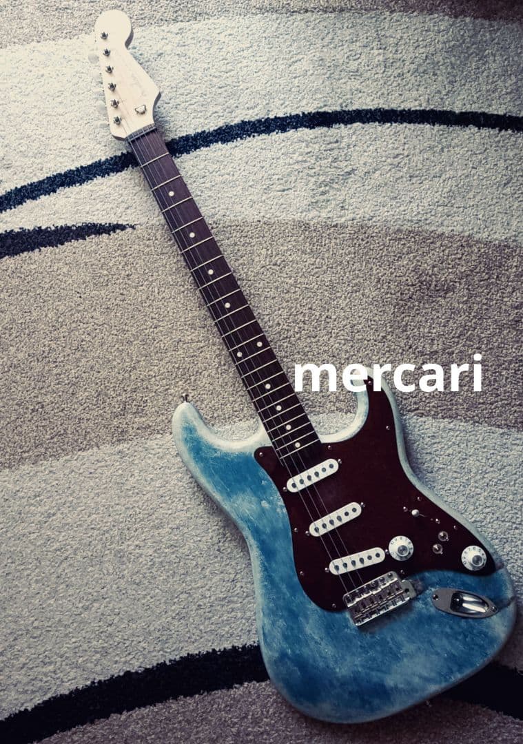 自作 ストラトキャスター Dust Blue コンポーネント 木製PG レリック