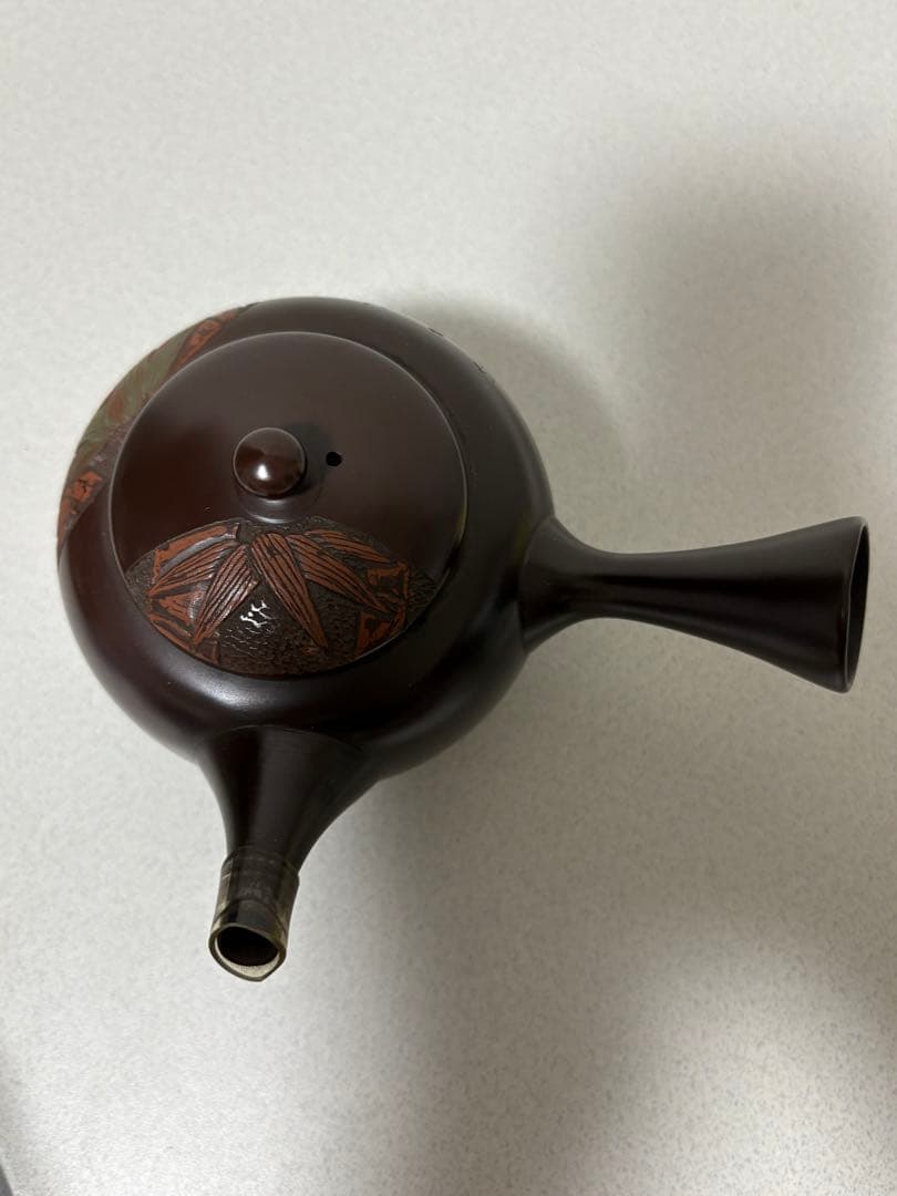 常滑名工 梅原宗弘 常滑焼 竹紋 横手 急須 茶注 煎茶道具 煎茶器